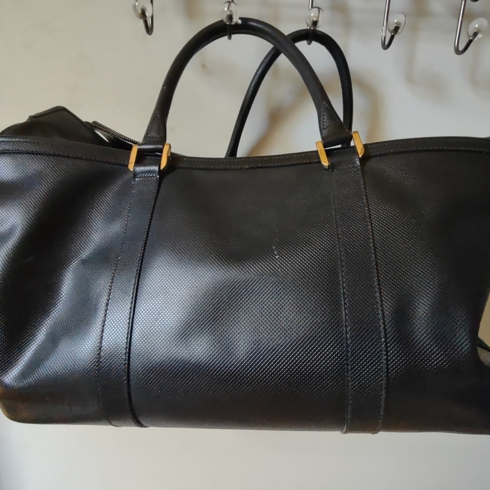 Vintage Bottega Veneta Weekend Bag large tote Travel Bag Black Leather - Picture 10 of 14